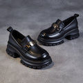 Women's Loafers – Genuine Leather – Chunky Sole – Metallic Detail – Stable Comfort
