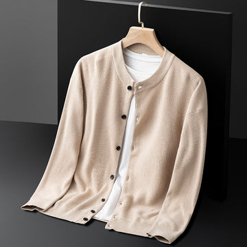Herre Cardigan – Slim Fit – 100% Bomuld – Knaplukning – Ribkant og Manchetter