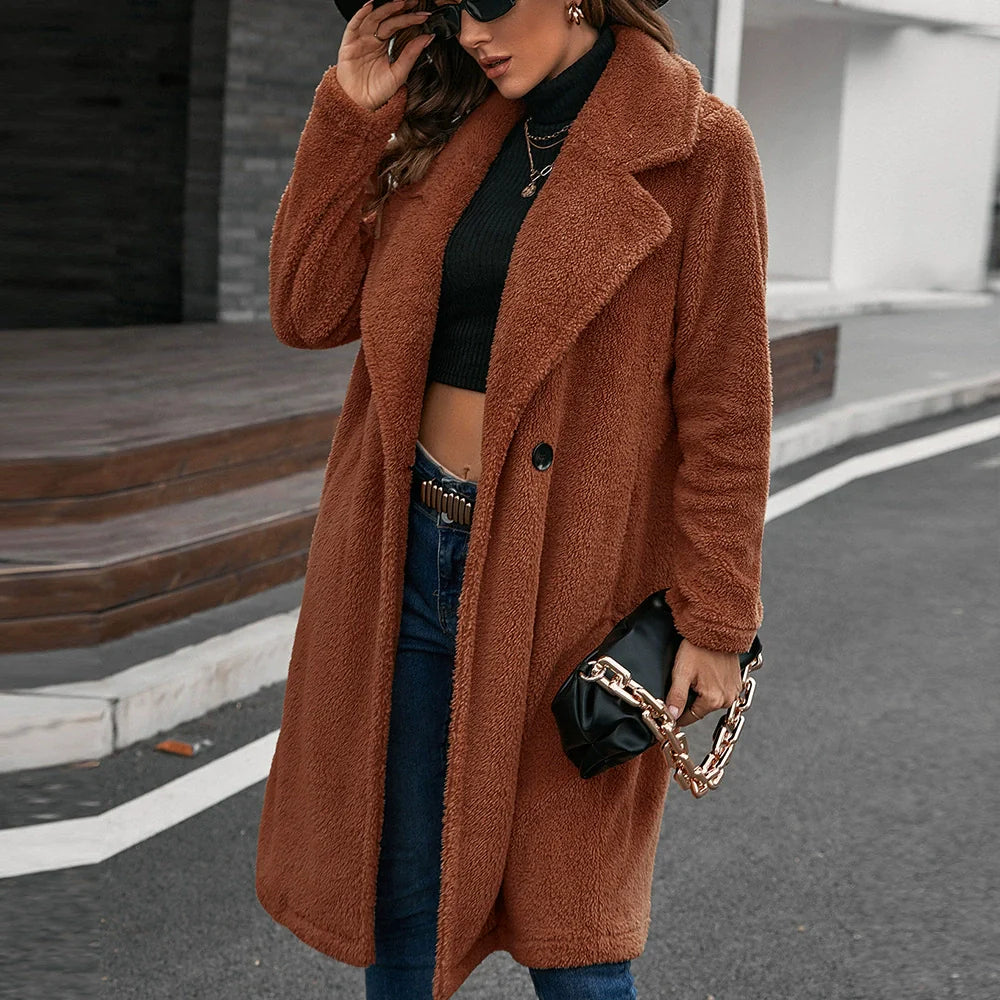 Wool Texture Single-Breasted Windbreaker Coat