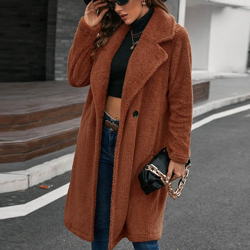 Wool Texture Single-Breasted Windbreaker Coat