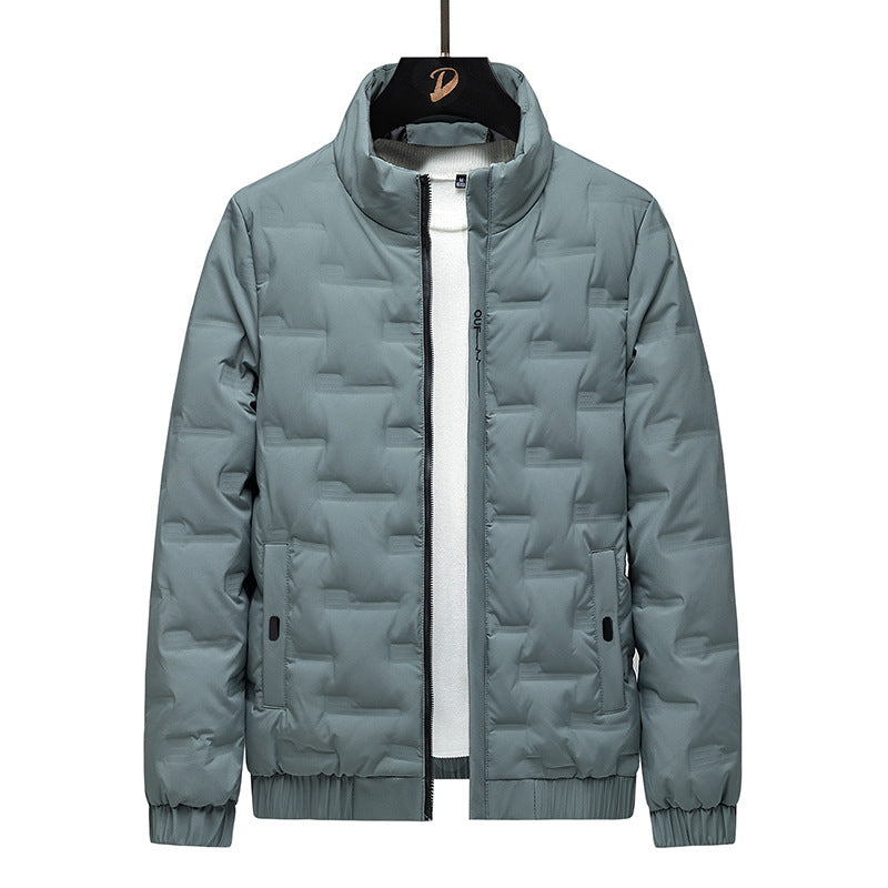 Men's Down Jacket – Relaxed Fit – Lightweight Padded – Stand Collar – Hip Length