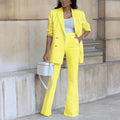 Women's Jumpsuit – Relaxed Fit – Single Breasted Blazer – Wide High-Waisted Trousers
