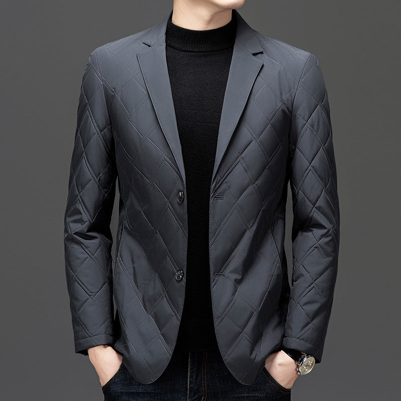 Quilted Slim Fit Notched Lapel Blazer