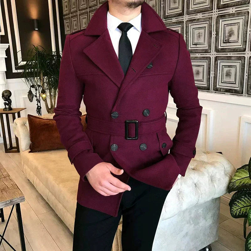 Tailored Double-Breasted Wool Blend Short Jacket