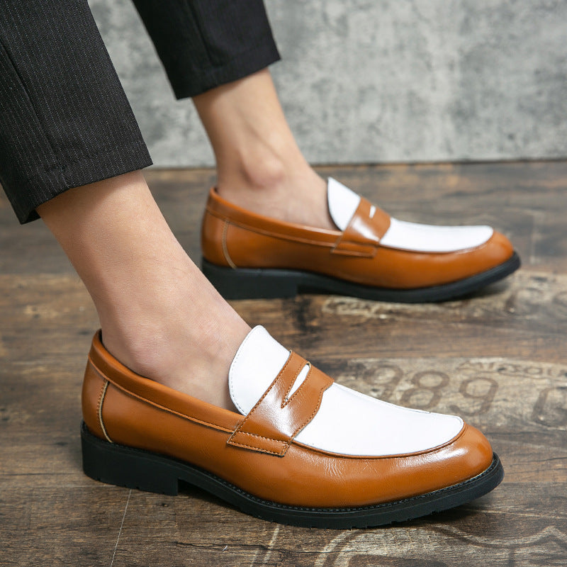 Comfortable Polished Leather Two-Tone Loafers