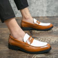 Men's Loafers – Polished Leather – Slip-On – Two-Tone – Comfortable Rubber Sole