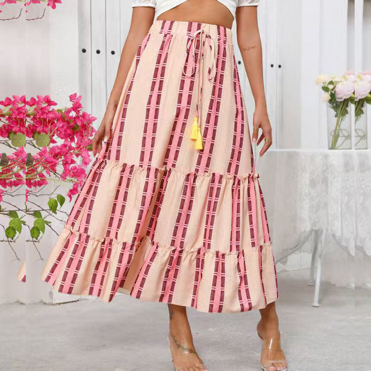 Cotton Feel Tiered Boho Maxi Skirt