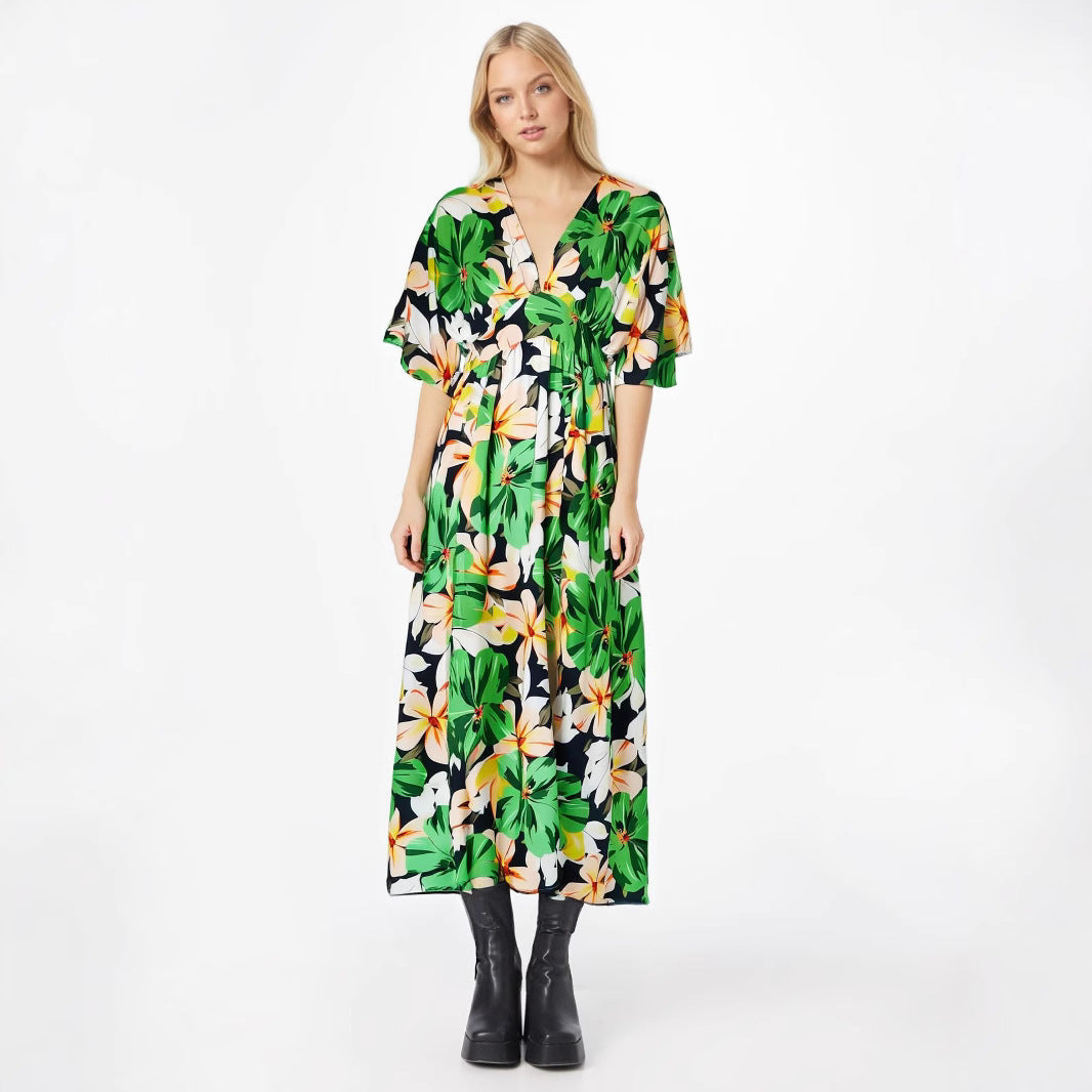 Floral Print High Waist Loose Fit Dress