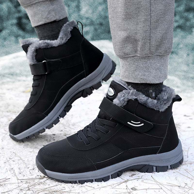 Synthetic Lace-Up Velcro Mid-Ankle Boots