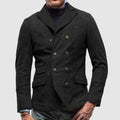 Men's Jacket – Double Breasted – Tailored Fit – Suede-Like Texture – Notch Lapel