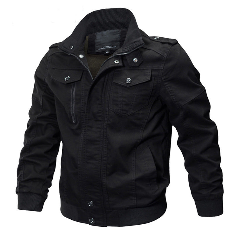 Casual Stand Collar - Button Cuff - Zipper Front Bomber Jacket