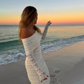 Women's Maxi Dress – Slim Fit – Lace – Off-Shoulder – Long Sleeves – Elegant