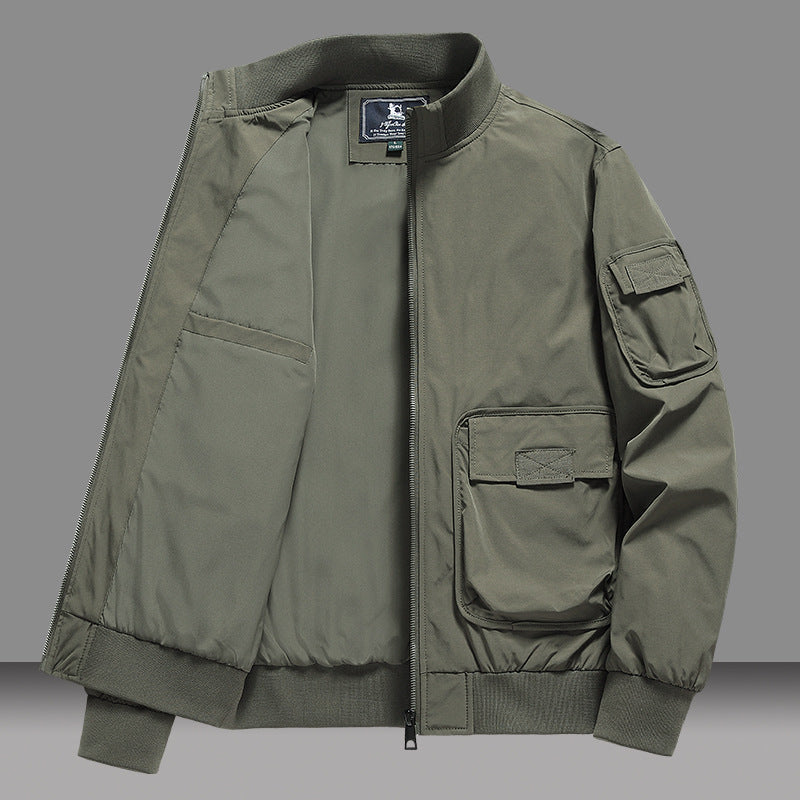 Men’s Bomber Jacket – Relaxed Fit – Wind-Resistant – Patch Pockets – Full Zip