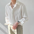 Men's Shirt with Long Sleeves – Relaxed Fit – Crinkled Texture – Breathable Design