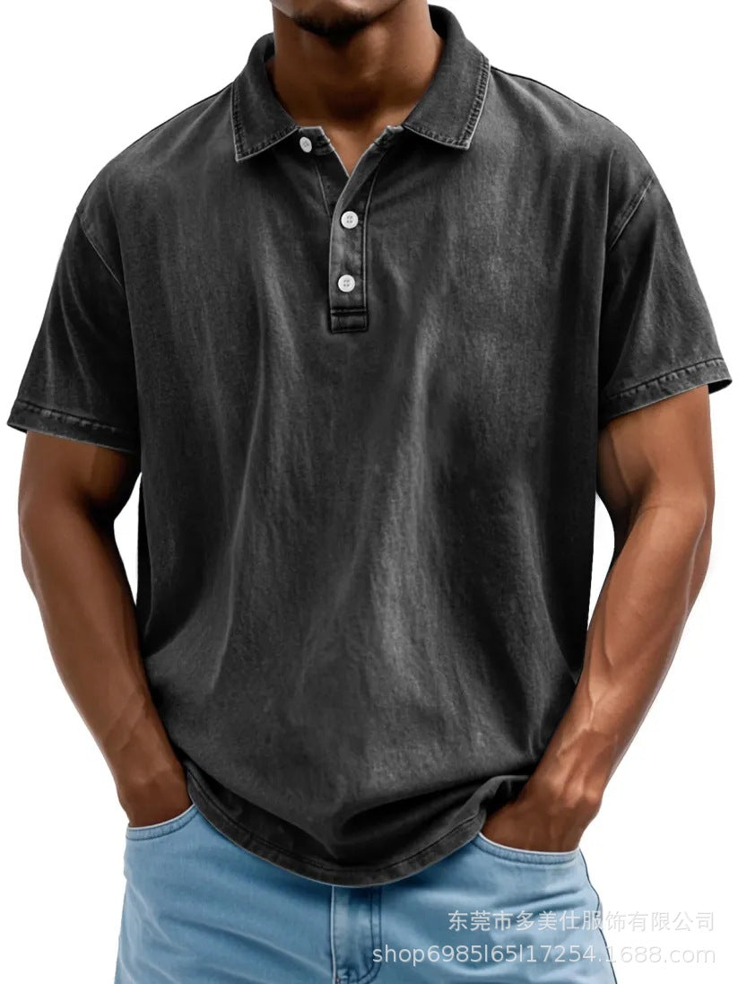 Men's polo shirt – 100% cotton – relaxed fit – retro washed – short-sleeved