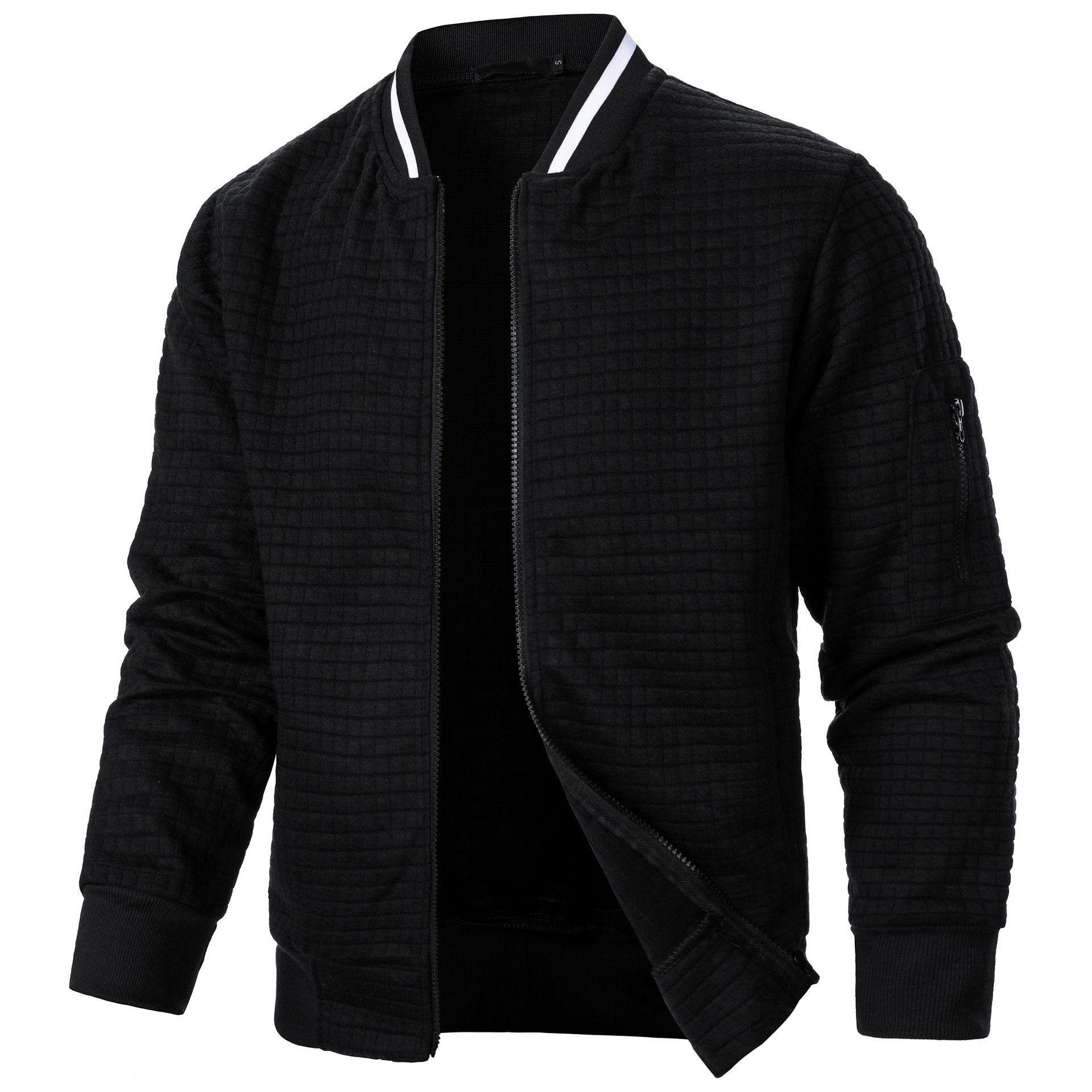 Men's Bomber Jacket - Quilted Design - Zipper Closure - Ribbed Collar & Cuffs - Regular Fit