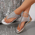 Women's Sandals - Glitter Strap Design - Comfortable Flat Soles