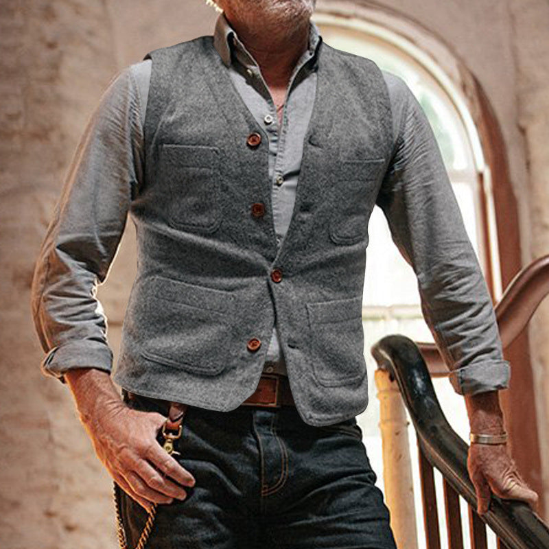 Tailored Fit Wool Feel V-Neck Vest