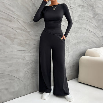 Slim Fit Long-Sleeved High-Waisted Wide Suit Clothing