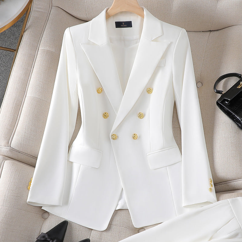 Women's Blazer – Tailored Fit – Double Breasted – Elegant Gold Buttons – Classic Cut