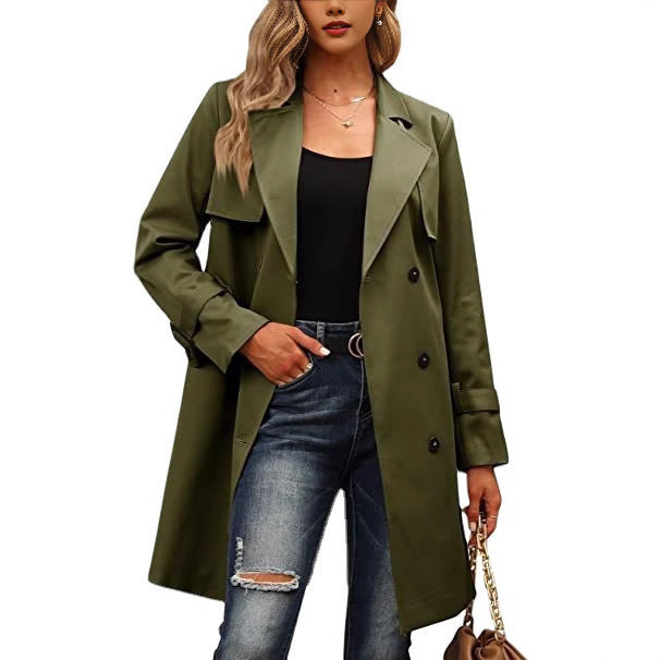 Tailored Double-Breasted Wool Blend Long Coat