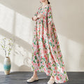 Women's Maxi Dress – Floral Print – Loose Fit – 3/4 Sleeves – Lightweight and Breathable
