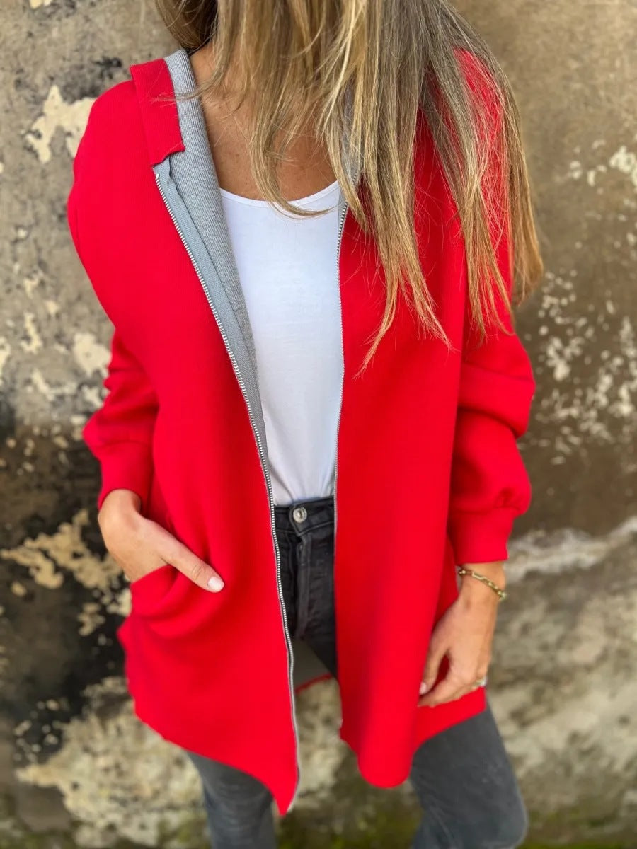 Relaxed Fit Zip Front Hooded Jacket