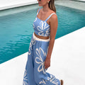 Women's Set with Top and Wide Pants – Cotton – Relaxed Fit – Floral Pattern