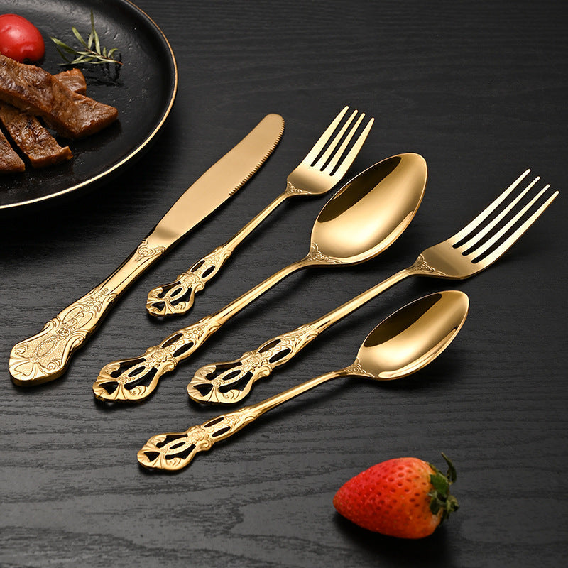 Filigree Engraved Mirror Polished Flatware Set