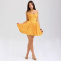 Women's Mini Dress – A-Line Fit – Lace Jacquard – Spaghetti Straps – Sleeveless