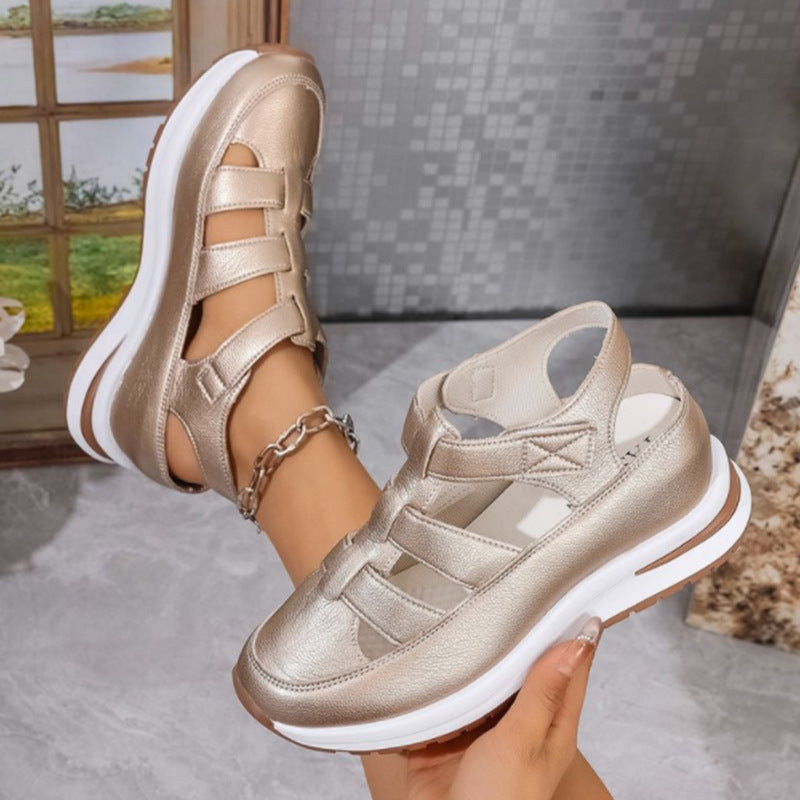 Padded Cut-Out Wedge Heel Sandals
