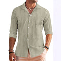 Men's Shirt with Long Sleeves – Regular Fit – Breathable Material – Striped Pattern – Chest Pocket