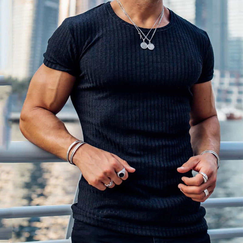 Soft Cotton Blend Rib Slim T-shirt