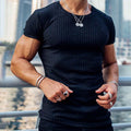 Men's T-shirt – Slim Fit – Rib Pattern – Short Sleeve – Soft Cotton Blend