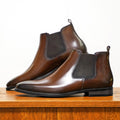 Men's Chelsea Boots – Leather – Slip-on with Elastic – Ankle Height – Classic Fit