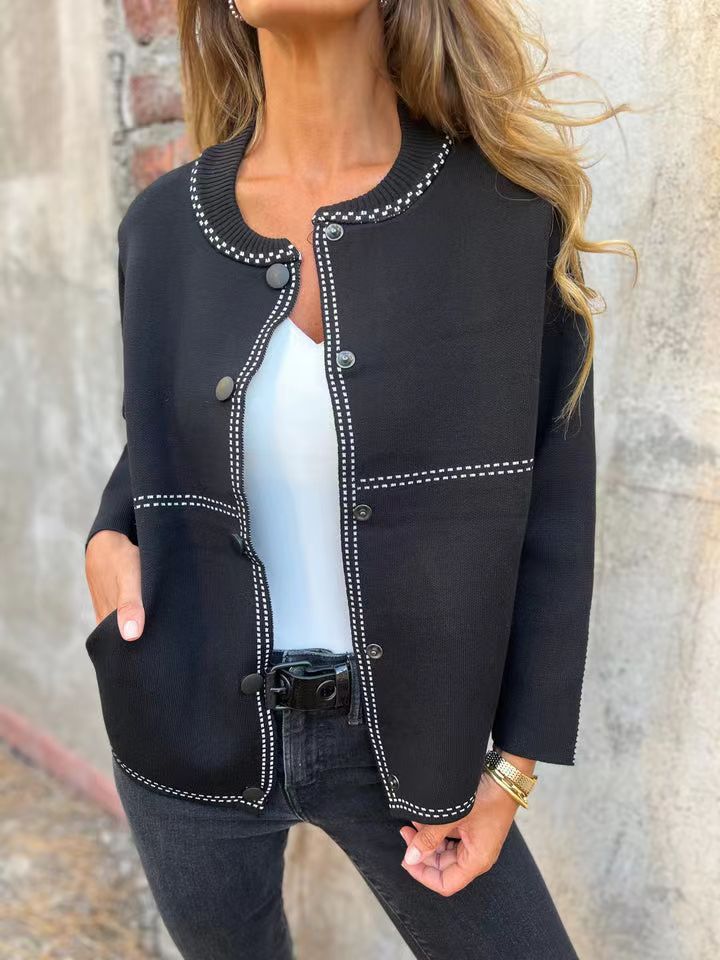 Women's Cardigan Jacket – Relaxed Fit – Soft Knit – Button Closure – Round Neck