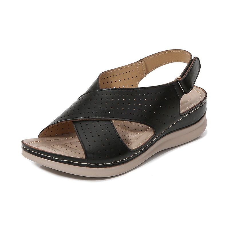 Adjustable Padded Sole Cross Strap Sandals