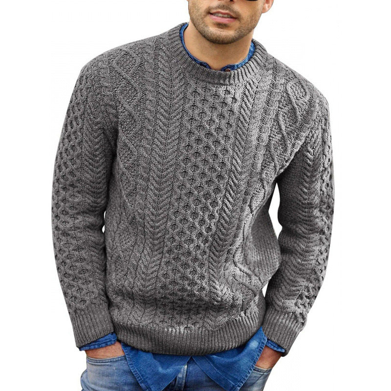Men's Pullover Sweater – Slim Fit – Cable Knit – Soft Knit – Ribbed Edge – Casual Look