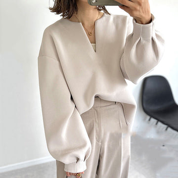 Airy Cotton Oversized Fit V-Neck Top