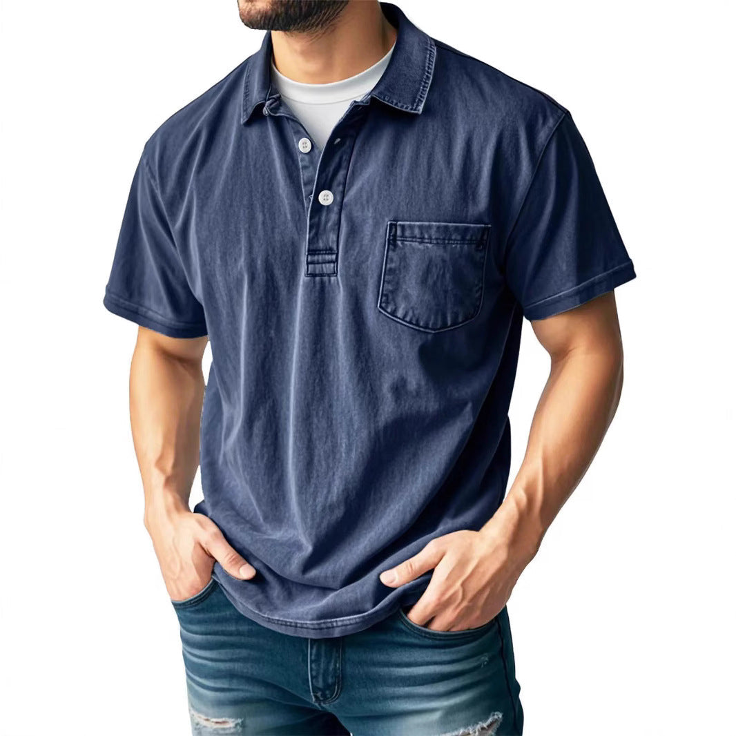 Breathable Relaxed Fit Chest Pocket Polo Shirt