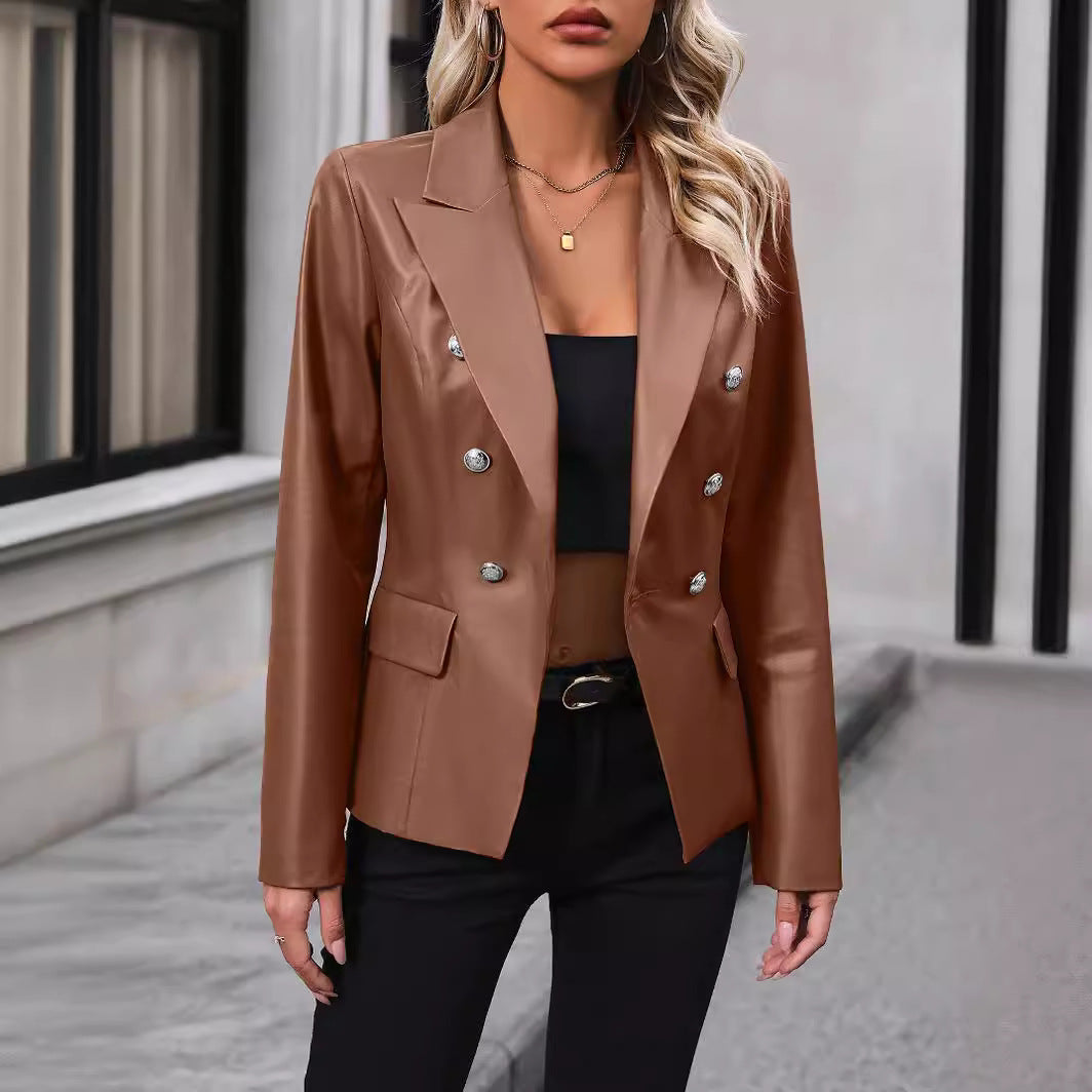 Double-Breasted Tailored Notched Lapel Suit Jacket