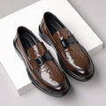 Men's Loafers – Genuine Leather – Pointed Toe – Slip-On – Formal Design with Buckle