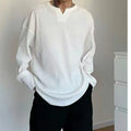 Men's Long-Sleeve T-Shirt – Rib Knit – Relaxed Fit – V-Neck Comfort Top