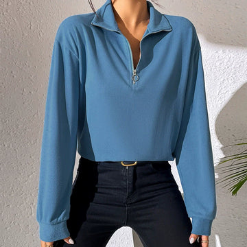 Relaxed Fit Half Zip Pullover Top