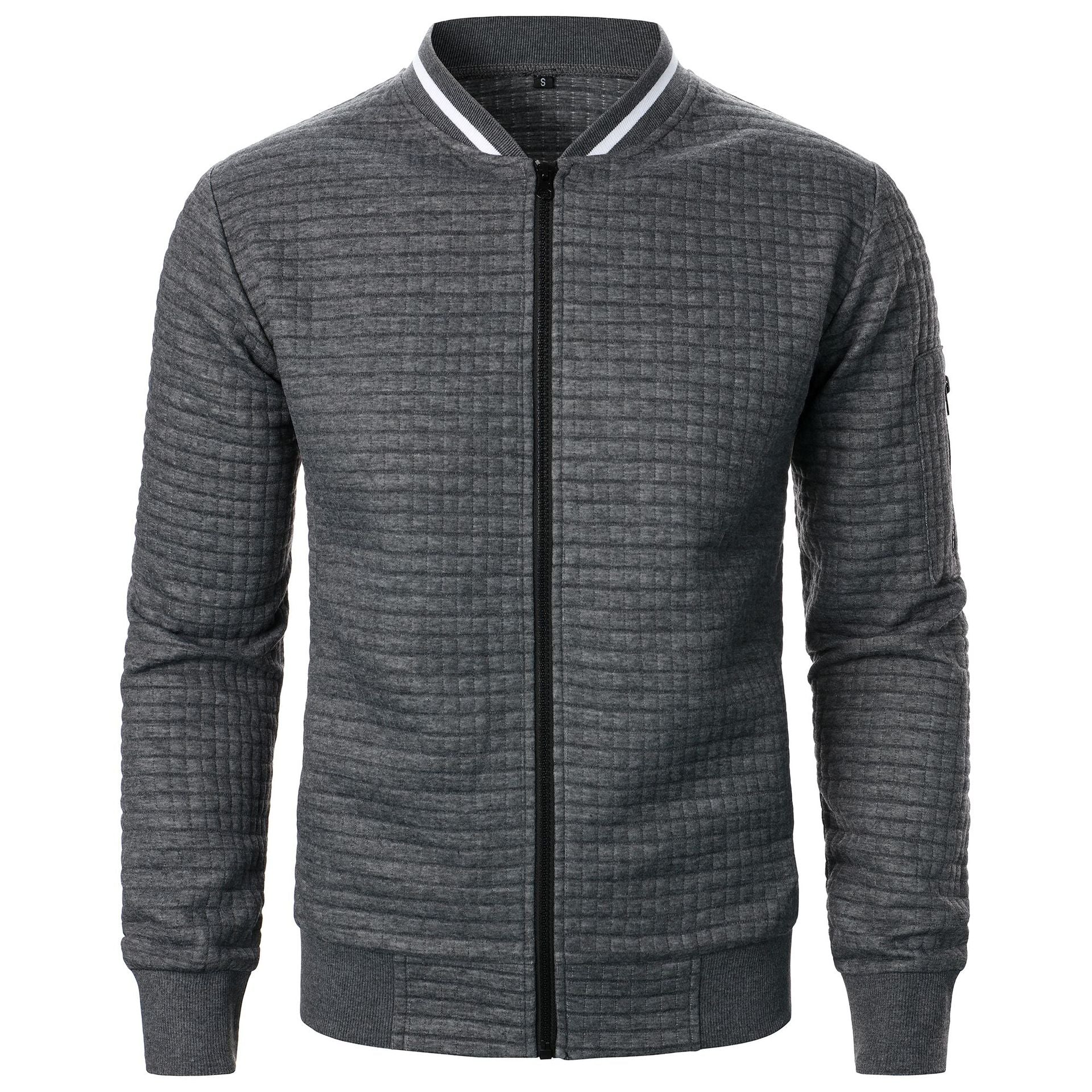 Men's Bomber Jacket - Quilted Design - Zipper Closure - Ribbed Collar & Cuffs - Regular Fit
