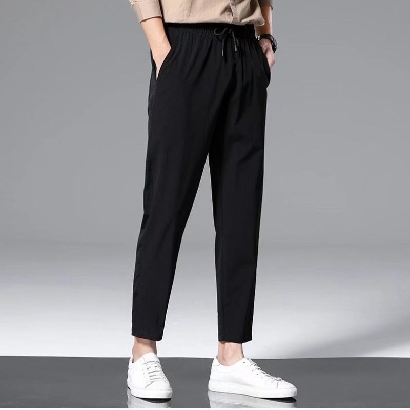 Men's Trousers – Lightweight Breathable Fabric – Relaxed Fit – Elastic Waist – Ankle Length