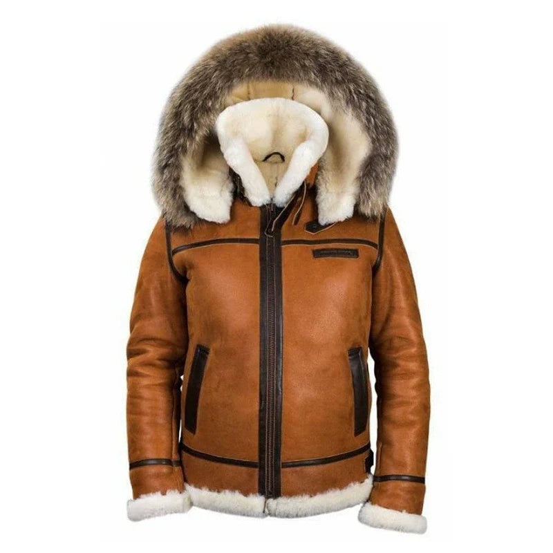 Wool Lined Fur Trimmed Aviator Jacket
