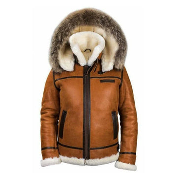 Wool Lined Fur Trimmed Aviator Jacket