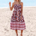 Women's Strapless Dress – Cotton Blend – A-line – Floral Pattern – Midi – Convertible