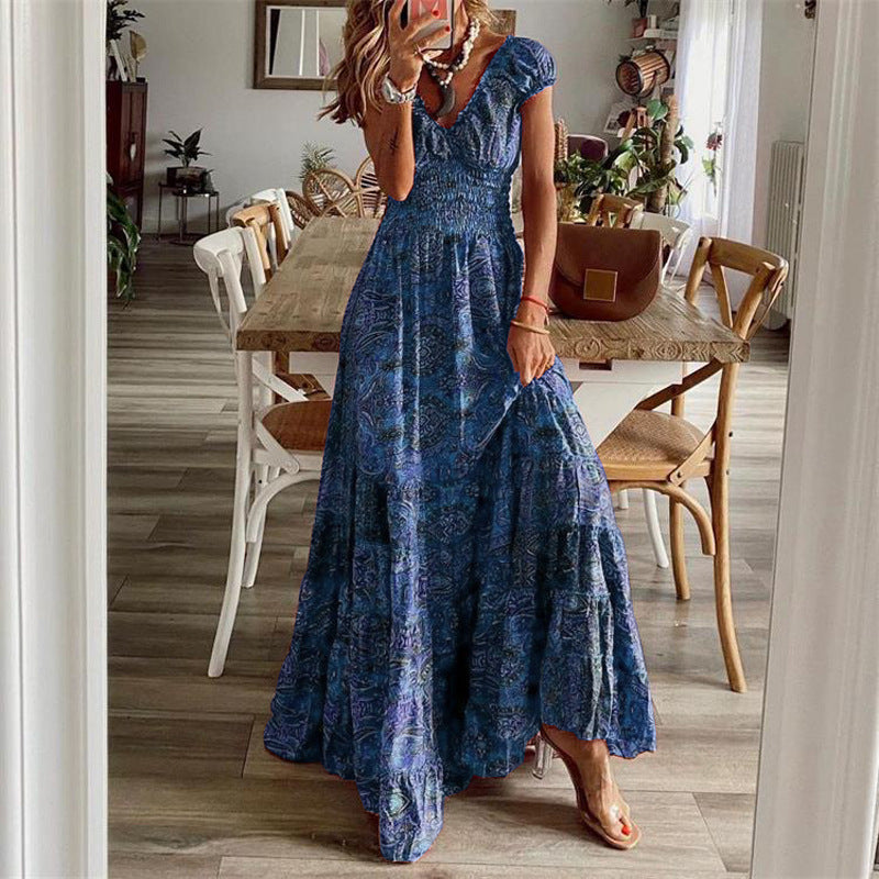 Breathable Cotton Smocked Tiered Maxi Dress